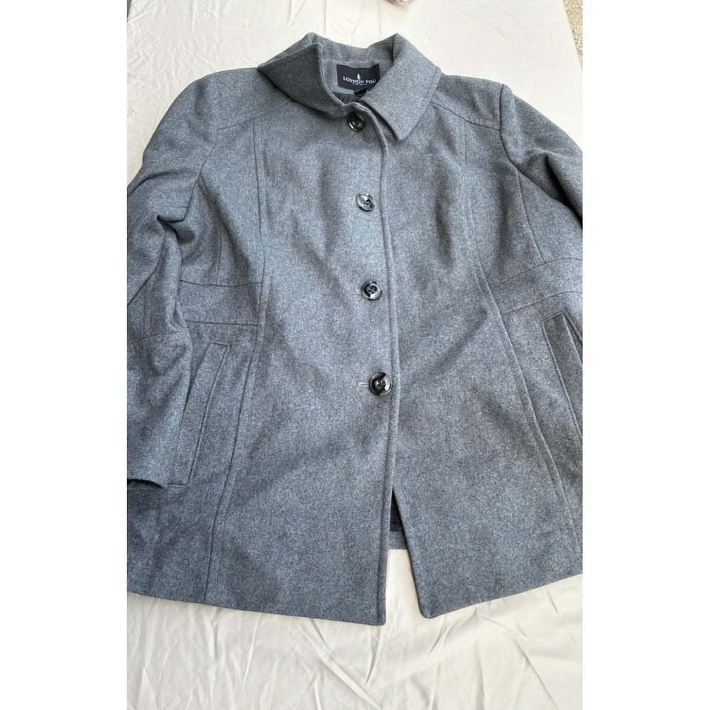 Dark Academia Women London Fog Wool Blend Pea Coat XXL‎ Gray